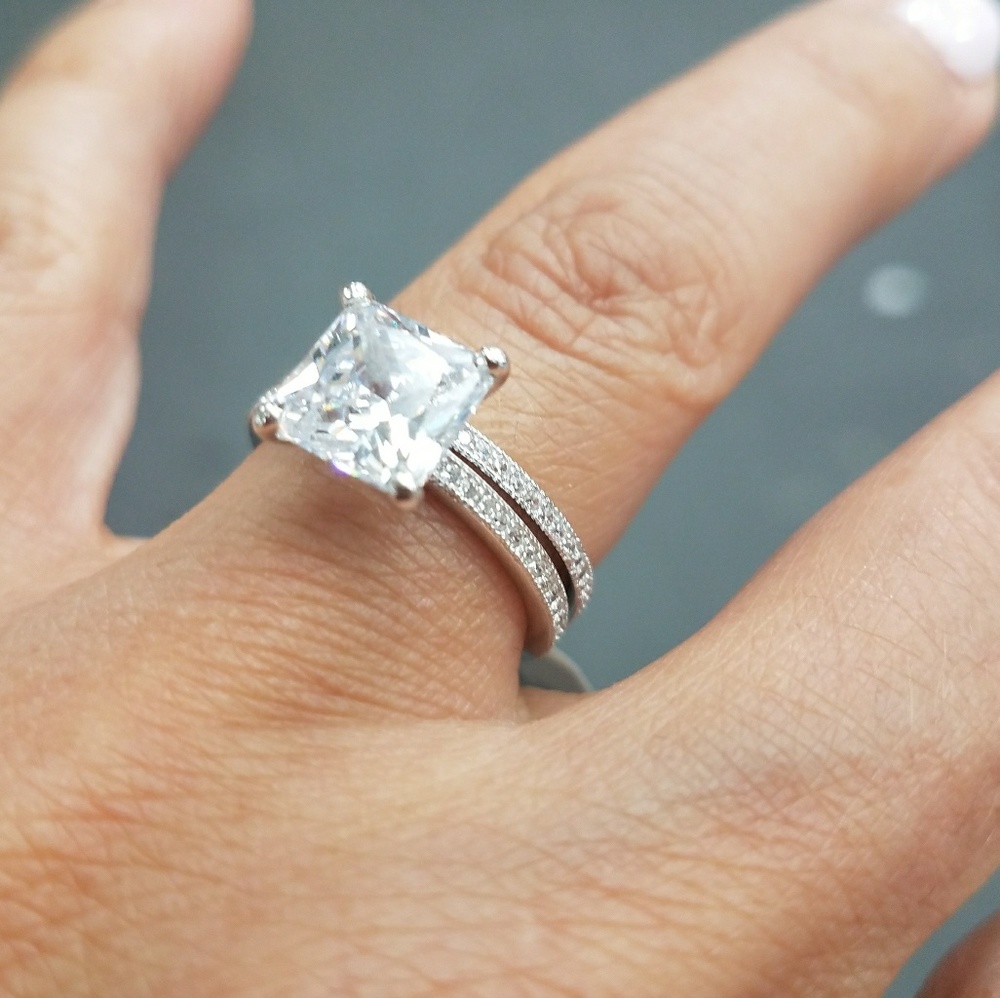 Sterling silver Eternity Engagement Ring & Band - Picture 4 of 8